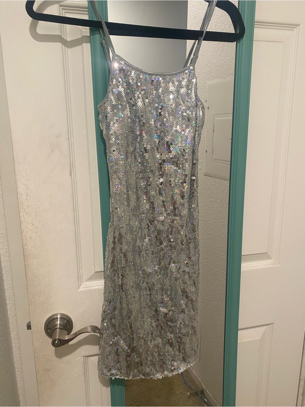 Silver Sequin Mini Dress